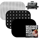 Reusable Liner Accessories for Ninja Woodfire Outdoor Grill (Crisper Basket Only) OG700 OG701 OG751 &amp; More Non-Stick Grill Mats for Wood Fire Air Fryer Smoker 7-in-1 BBQ, Dishwasher Safe by INFRAOVENS