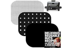 Reusable Liner Accessories for Ninja Woodfire Outdoor Grill (Crisper Basket Only) OG701 OG751, Non-Stick Grill Mats for Wood Fire Electric Air Fryer Smoker 7-in-1 BBQ, Dishwasher Safe by INFRAOVENS