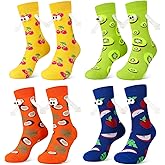 scenicamp 4 Pairs Magnetic Holding Hands Socks, Women's Funny Colorful Novelty Pattern Cotton Crew Socks for Men Women