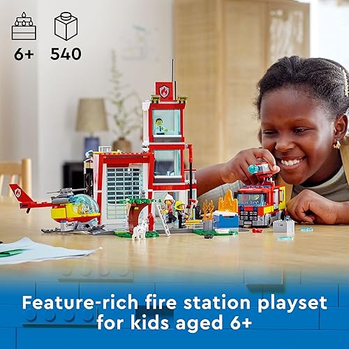 LEGO City Fire Station Set 60320 with Garage, Helicopter Fire