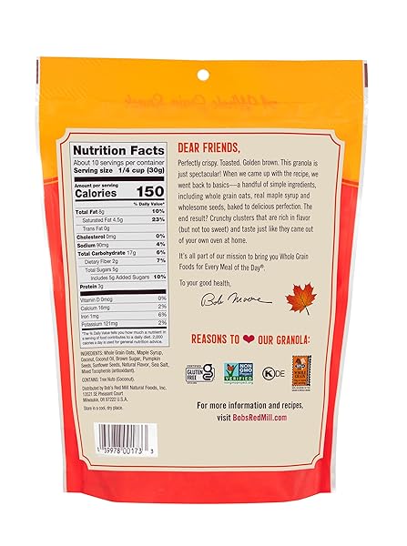 BOB’S RED MILL MAPLE SEA SALT GRANOLA, 11OZ (PACK OF 6) – NON GMO, WHOLE GRAIN, KOSHER