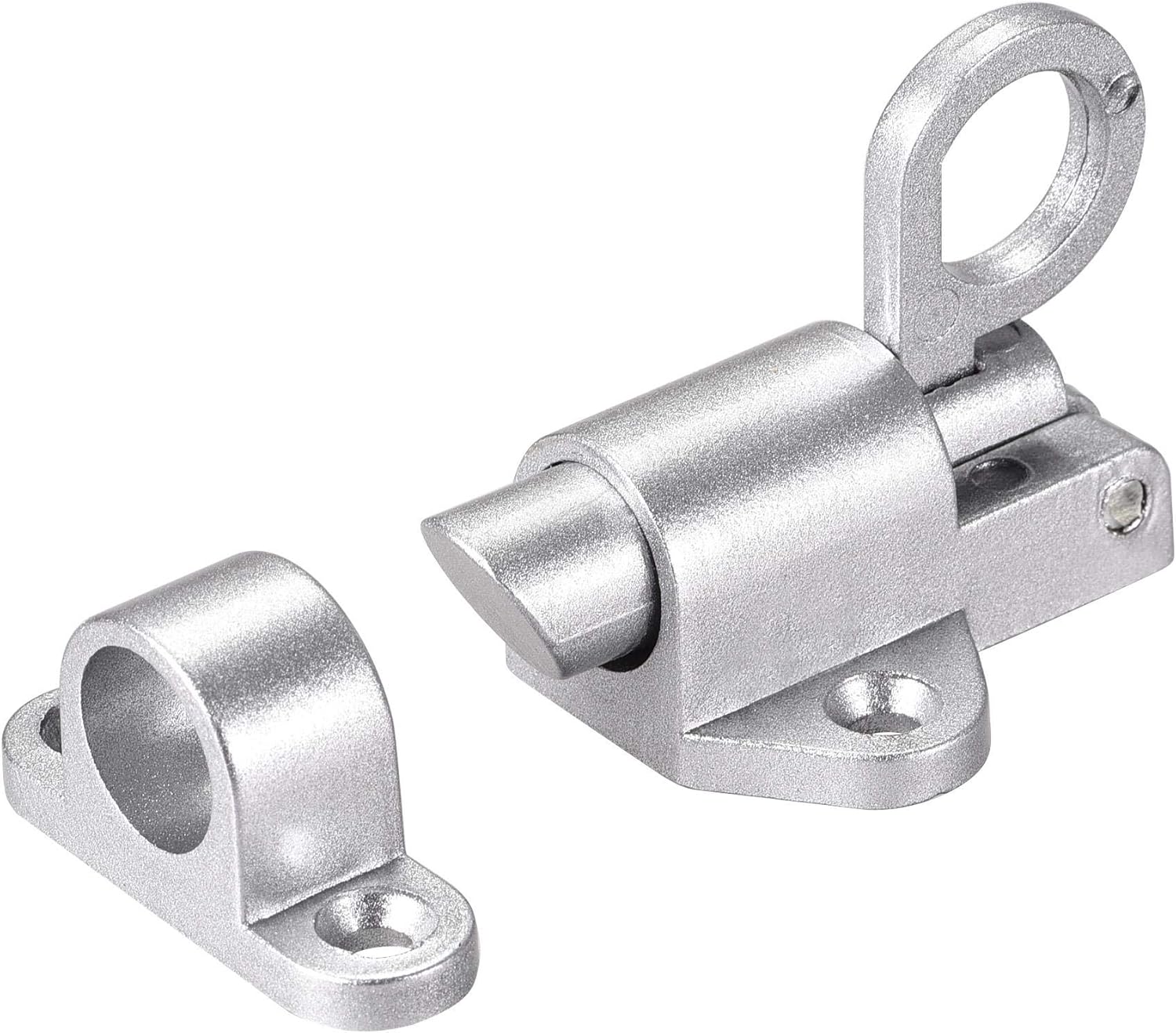 sourcing map Door Spring Bolt Aluminum Alloy Security Automatic Window Gate Latch Bounce Lock Silver Tone - Image 4