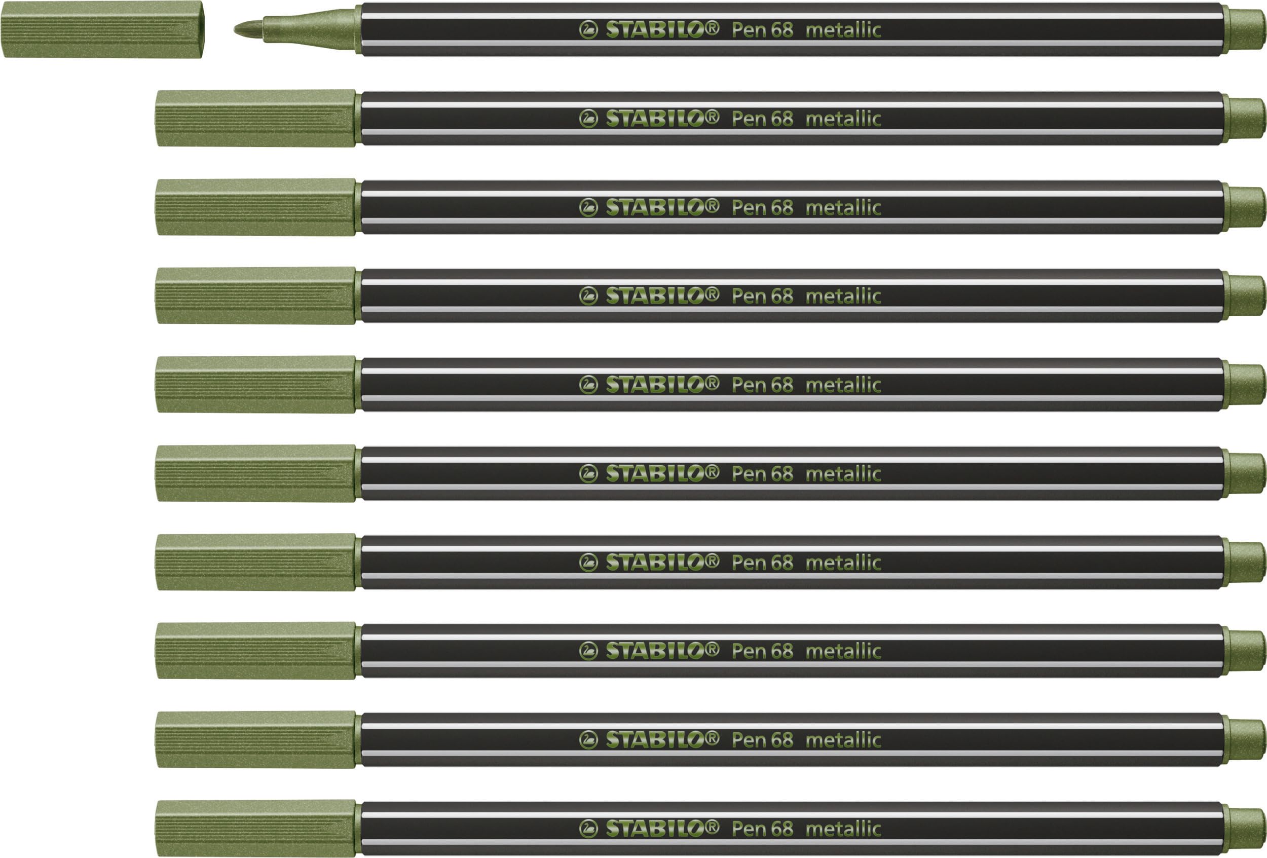 STABILO Metallic Premium Felt Tip Pen Pen 68 metallic - Pack of 10 - metallic light green