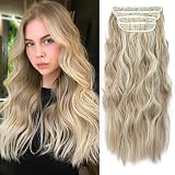AliLeader 4 Pcs Clip In Curly Hair Extensions 20 in Dark Blonde Mixed Bleach