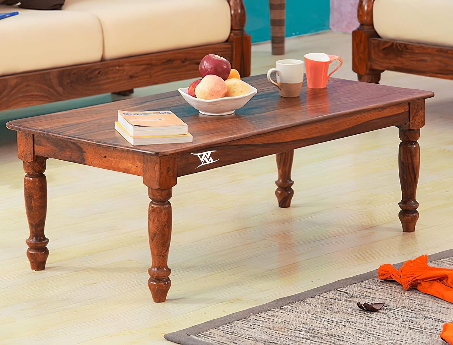 WOOD MOUNT Solid Sheesham Wood Center Coffee Table Teapoy for Living