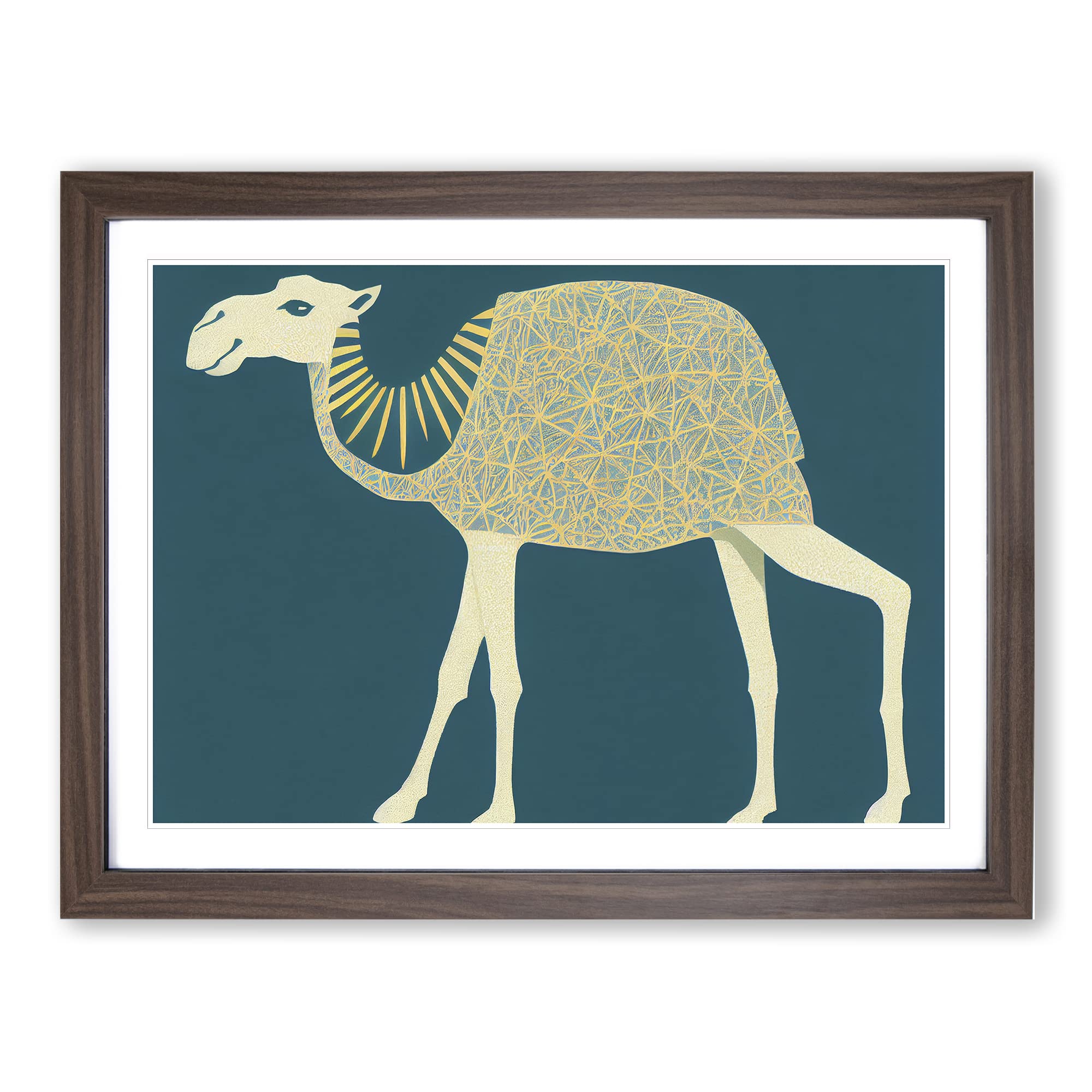 Ultimate Camel BLK Framed Print | A4 Walnut Framed Wall Art | Ready to Hang | Modern Animal Picture | Living Room Bedroom Lounge Office