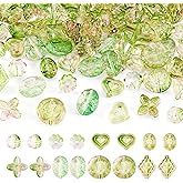 Boutigem 96Pcs Acrylic Assorted Beads Two Tone Yellow Green Flat Round Oval Rhombus Love Heart Flower Beads Cute Aesthetic Beads Loose Spacer Beads for DIY Crafts Friendship Bracelet Jewelry Making