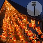 Gerrii Solar Maple Leaves String Lights for Yard, Fall Patio Decorations | Autumn Maple Leaf String Lights, Solar Fall Leaves Garland, Indoor Outdoor Autumn Harvest Decor, Thanksgiving Decor