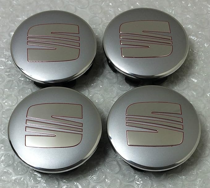 4x SEAT 63mm CROMO DE PLATA ROJA LOGO: Amazon.es: Coche y moto