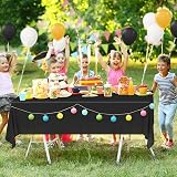 ELECLAND 4 Black Plastic Table Covers 137x274 cm Rectangle PEVA view 7