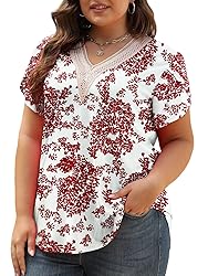 Plus Size V Neck Tops for Women Going Out Petal