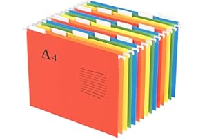 Oterri Hanging File Folders, A4 Size with 5 Elegant Colors to Choose, 1/5-Cut Adjustable Tab,15pcs Per Box