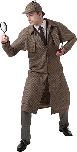 Amazon Co Jp 大人用 シャーロック ホームズ コスチューム クラシック 名探偵衣装 Us サイズ Medium カラー ブラウン 服 ファッション小物