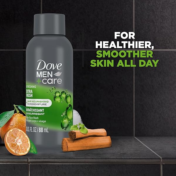DOVE MEN + CARE REFRESHING EXTRA FRESH WITH 24-HOUR NOURISHING MICROMOISTURE TECHNOLOGY BODY WASH FOR MEN 3 OZ