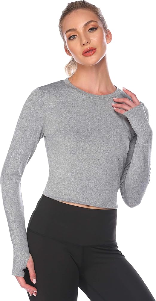 Icyzone Damen Sportshirt Langarm - Atmungsaktiv Mit Daumenlöchern