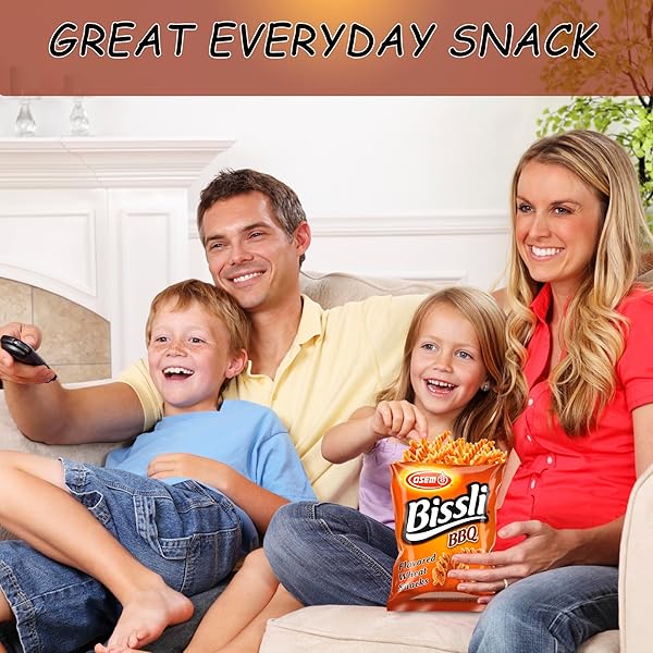 OSEM BISSLI BBQ FLAVORED CRUNCHY WHEAT SNACK -NO FOOD COLORING OR PRESERVATIVES, 2.5 OUNCE BAGS (PACK OF 12)