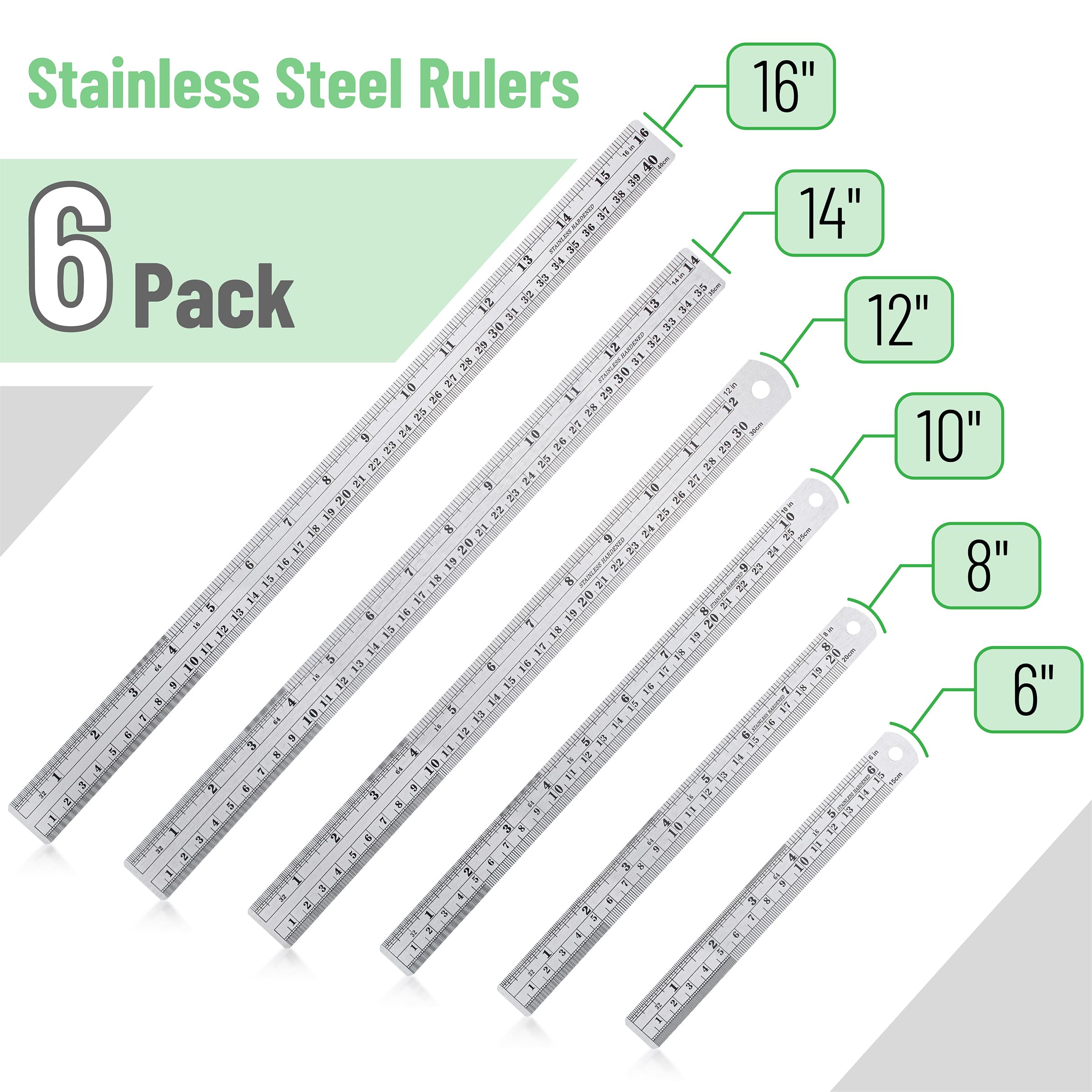 Small Metal Ruller Mua Mr. Pen- Stainless Steel Ruler, 6 pcs, 6