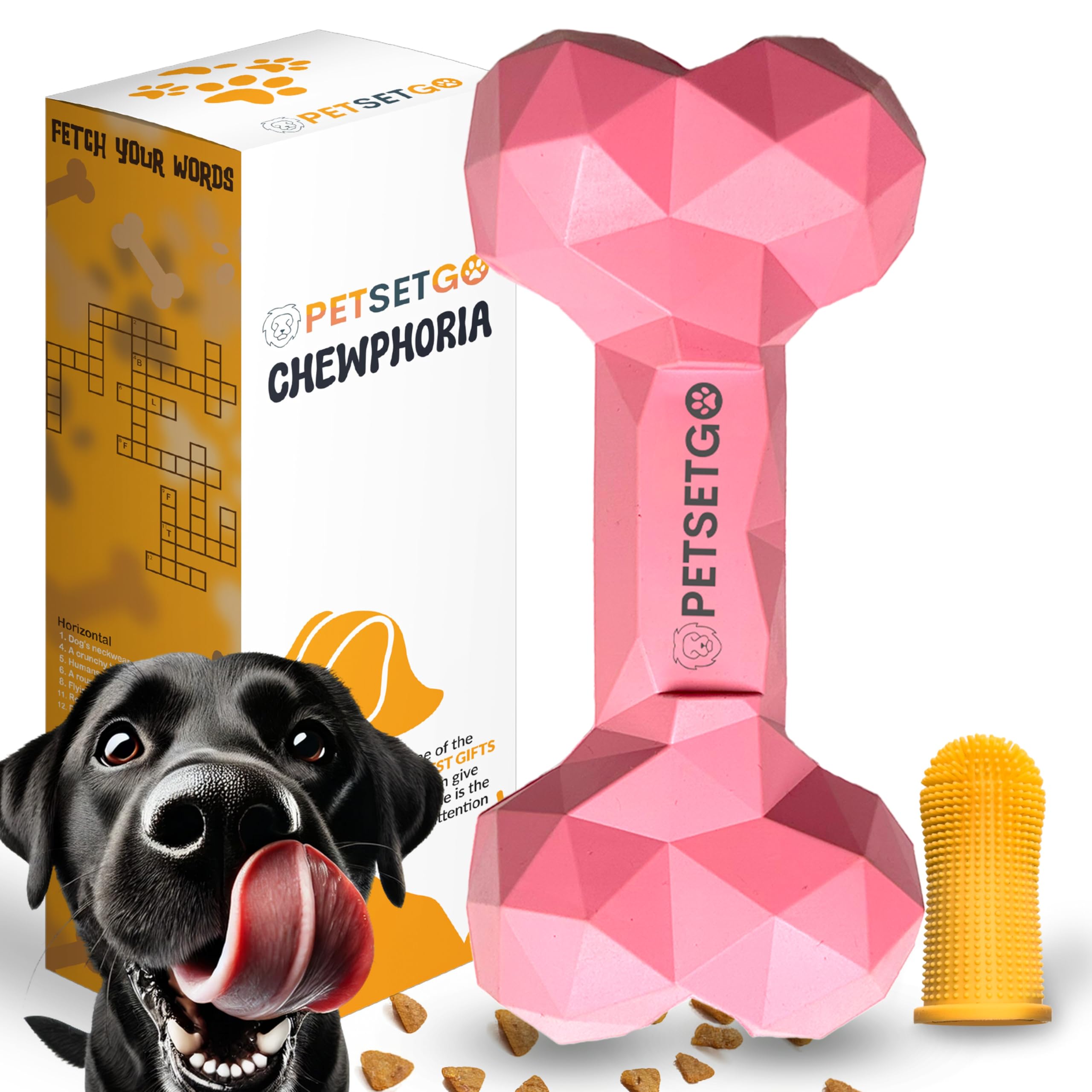 PetSetGo Indestructible Dog Chew Toy for Aggressive Chewers, Long Lasting Natural Tough Toy for Boredom, Dog Teething relief, Chew Toy for Small, Medium and Large Dogs (Pink)