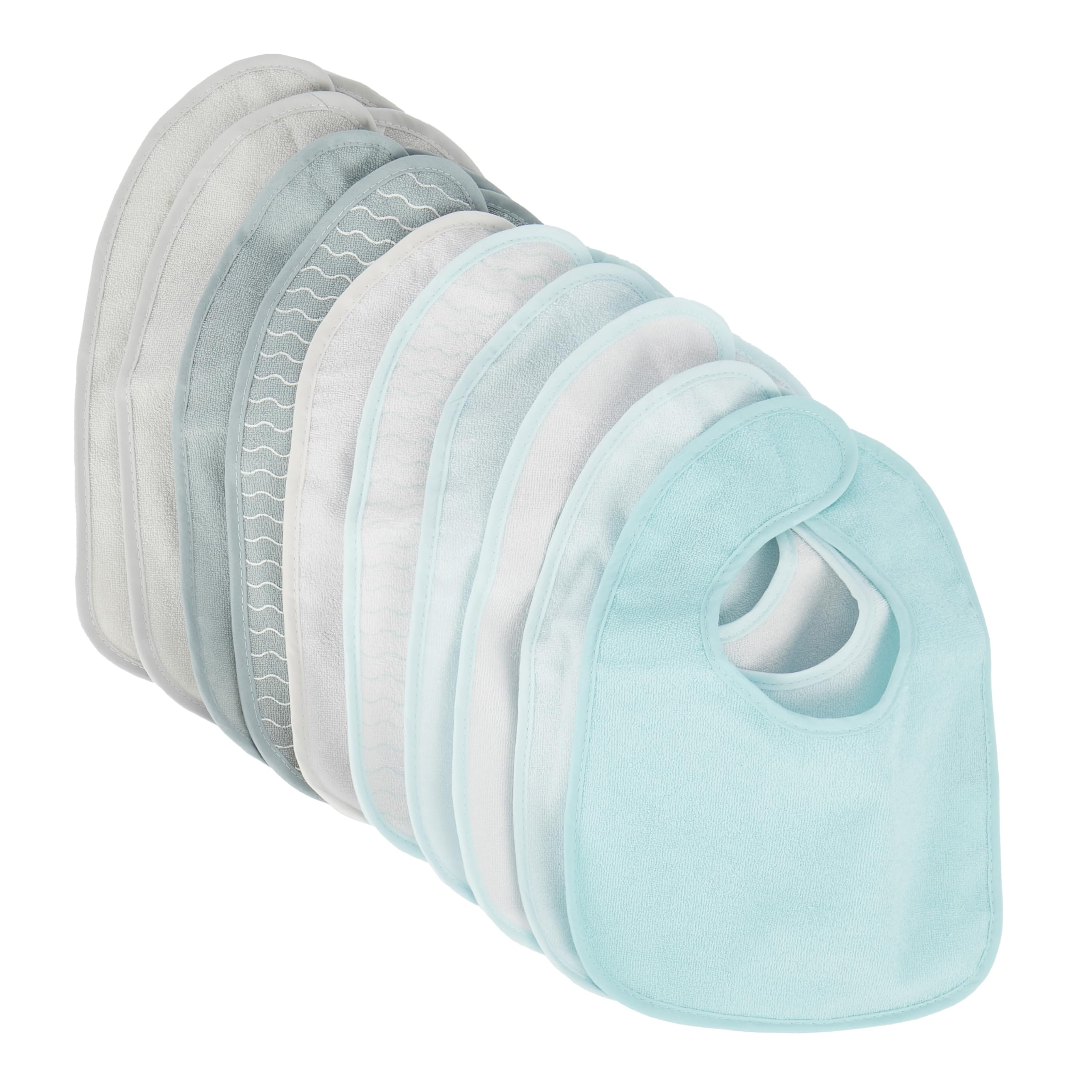 BIECO set of 10 bibs newborn Turquoise/Grey | washable and waterproof bibs for babies | newborn bib | baby cotton bib large for babies