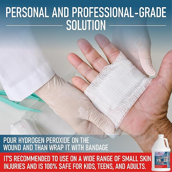 EPIC MEDICAL SUPPLY 3% HYDROGEN PEROXIDE – FIRST AID ANTISEPTIC & MULTIPURPOSE CLEANER – TOPICAL WASH FOR CUTS, SCRAPES AND MINOR CUTS – H2O2 HYDROGEN PEROXIDE 3 PERCENT USP SOLUTION (1 GALLON)