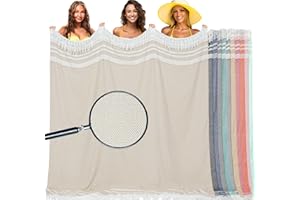Vicomdy Oversized Cotton Turkish Beach Towel Blanket Giant XL Sandproof Boho Sand Free Towels Huge Jumbo XXL Extra Large Big Throw Quilt Blankets Cloud Beige