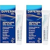 Differin Acne Treatment Gel, 60 Day Supply, Retinoid Treatment for Face with 0.1% Adapalene, Gentle Skin Care for Acne Prone Sensitive Skin, 15g Tube (Pack of 2) (Packaging May Vary)