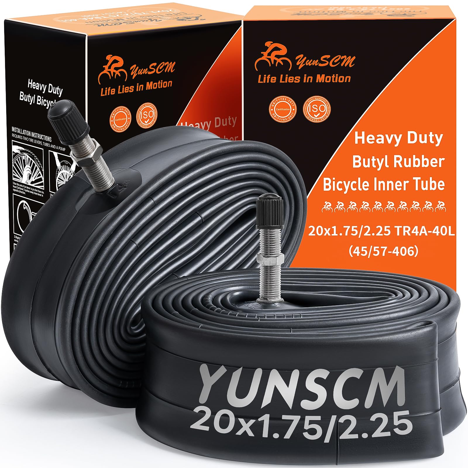 Photo 1 of *************MISSING 1 OF THEM**********
YUNSCM 2-PCS 20" Heavy Duty Bike Tubes 20x1.75/1.95/2.25 TR4A-40L Schrader Valve (45/57-406) 20" Bicycle Tubes Compatible with 20 x 1.75 20x1.90 20 x 1.95 20x2.0 20x2.125 20 x 2.25 Bike Tire Tubes