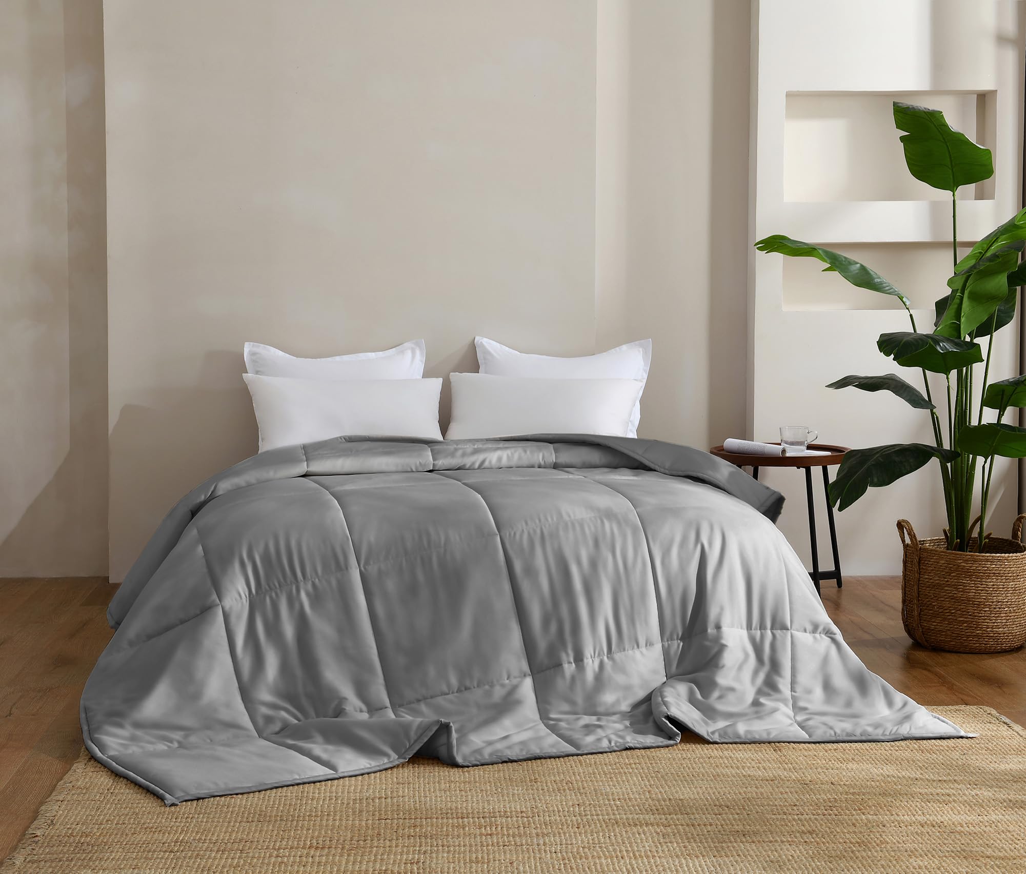 Photo 1 of 100% Rayon Derived from Bamboo Comforter for Hot Sleepers- Breathable Cooling Silky Soft Duvet Insert King Size - All Season Comforter (106x90 Inches, Light Gray)