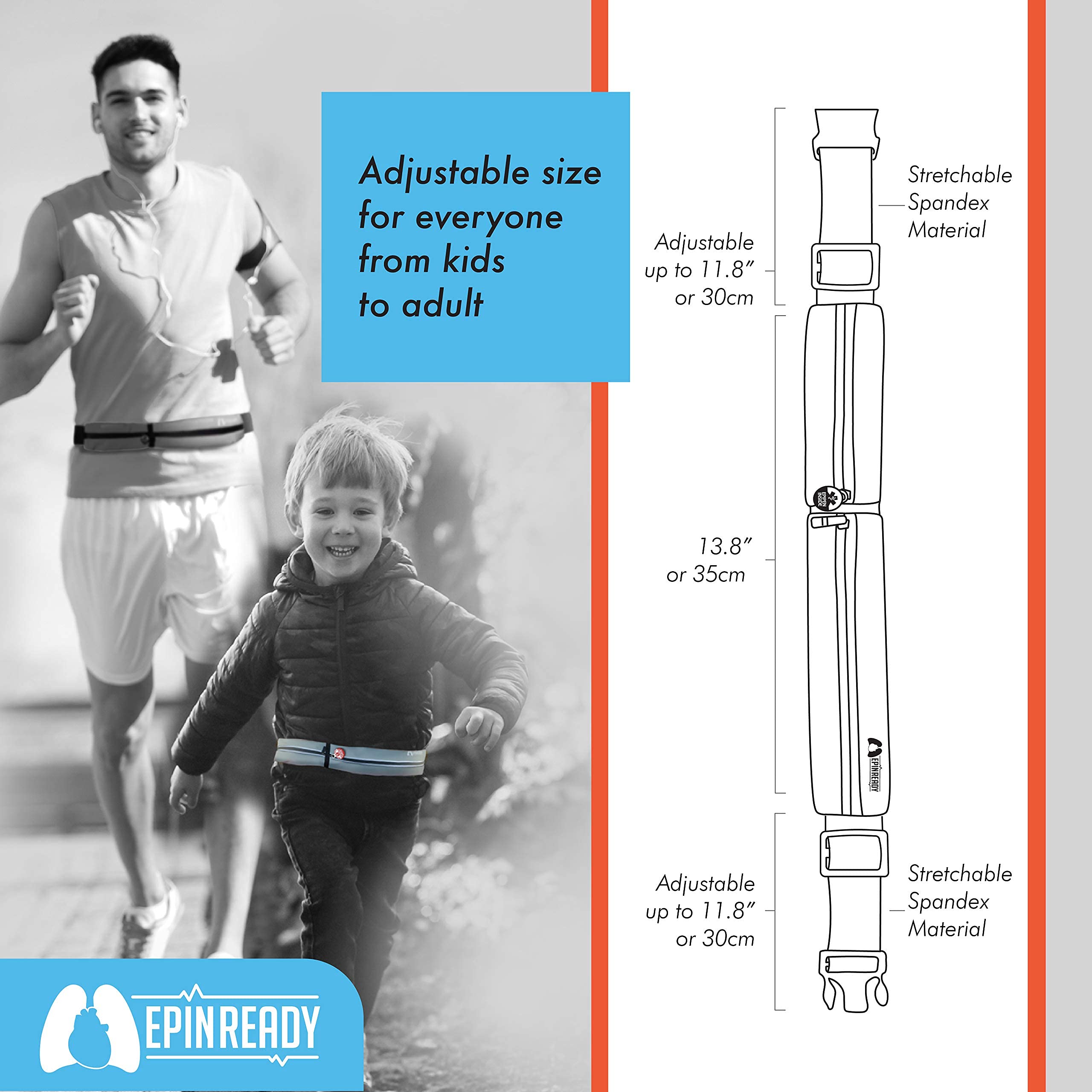 EpiPen Waist Belt with Medical Alert Tag, EpiPen Fanny Pack, Sports Outdoors Epipen Case for Walking or Running - Fits EpiPen and a M.D.I. Inhaler (Lime Green)