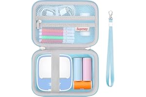 Supmay Hard Case for iDPRT/PRT/HPRT Portable Sticker Maker Machine Sticker Printer, Mini Thermal Printer Bluetooth Portable Storage Case with Mesh Pocket for Roll Paper, Blue