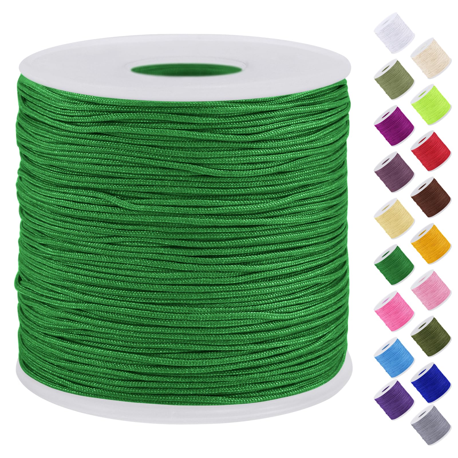 Uiopa Nylon Cord, 0.7mm x 131 Yards Nylon String for Bracelet Making, Beading Thread Bracelet Cord for Necklace, Jewellery Making, Macrame, DIY Crafts, Green