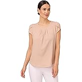 Adrianna Papell Womens Printed Petal Sleeve Knit Top