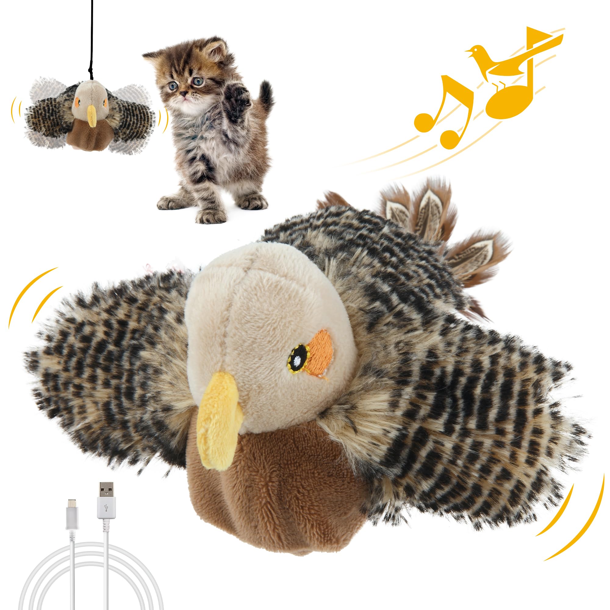 Photo 1 of Gigwi Flapping Bird Cat Toy, Hangable Flying Bird Cat Toys for Indoor Cats, Interactive Motion Activated Chirping Cat Toy, Automatic Beating Wings with Catnip