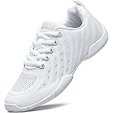 FUQIAO Girls White Cheerleading Shoes Breathable Kids Cheer Competition Sneakers Athletic Training Tennis Shoes