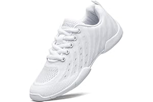 FUQIAO Girls White Cheerleading Shoes Breathable Kids Cheer Competition Sneakers Athletic Training Tennis Shoes