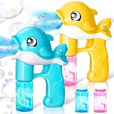 JOYIN 2 Bubble Guns Kit with 4 Solutions Blue Yellow Bubble Blaster view 1