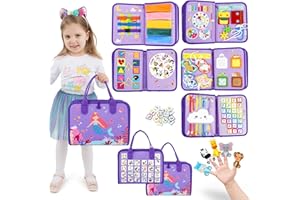 Esjay Toddler Busy Board, Montessori Toys Busy Book, Sensory Board Birthday Gifts for Girls Boys, Learning Educational Toy for Fine Motor Skills, Travel Activities for Airplane Car