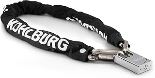 KOHLBURG Kettenschloss - mit 8mm starker 4-Kantkette aus gehärtetem Stahl - sicheres Fahrradschloss mit Schlüssel für das Fahrrad