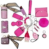 BATUMEYE Gift Keychain Set for Woman with Bottle Opener, Card Holder, Wristlet Strap, Whistle, Travel Bottle Holder