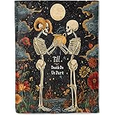 ainori Gothic Skull Flannel Blanket - Goth Romance with Skeleton and Moonlit Night Throw - Soft Cozy Gifts Blankets for Kids Women & Nature Lovers,Halloween Decor,Unique Artistic Accent 50x60in