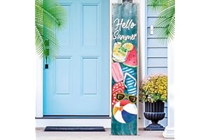Chitidr Summer Porch Sign Wooden Summer Sign for Front Porch Standing Vertical Welcome Porch Sign Rustic Watermelon Sunglasses Front Porch Decor for Farmhouse Door Porch Decoration, 42" H