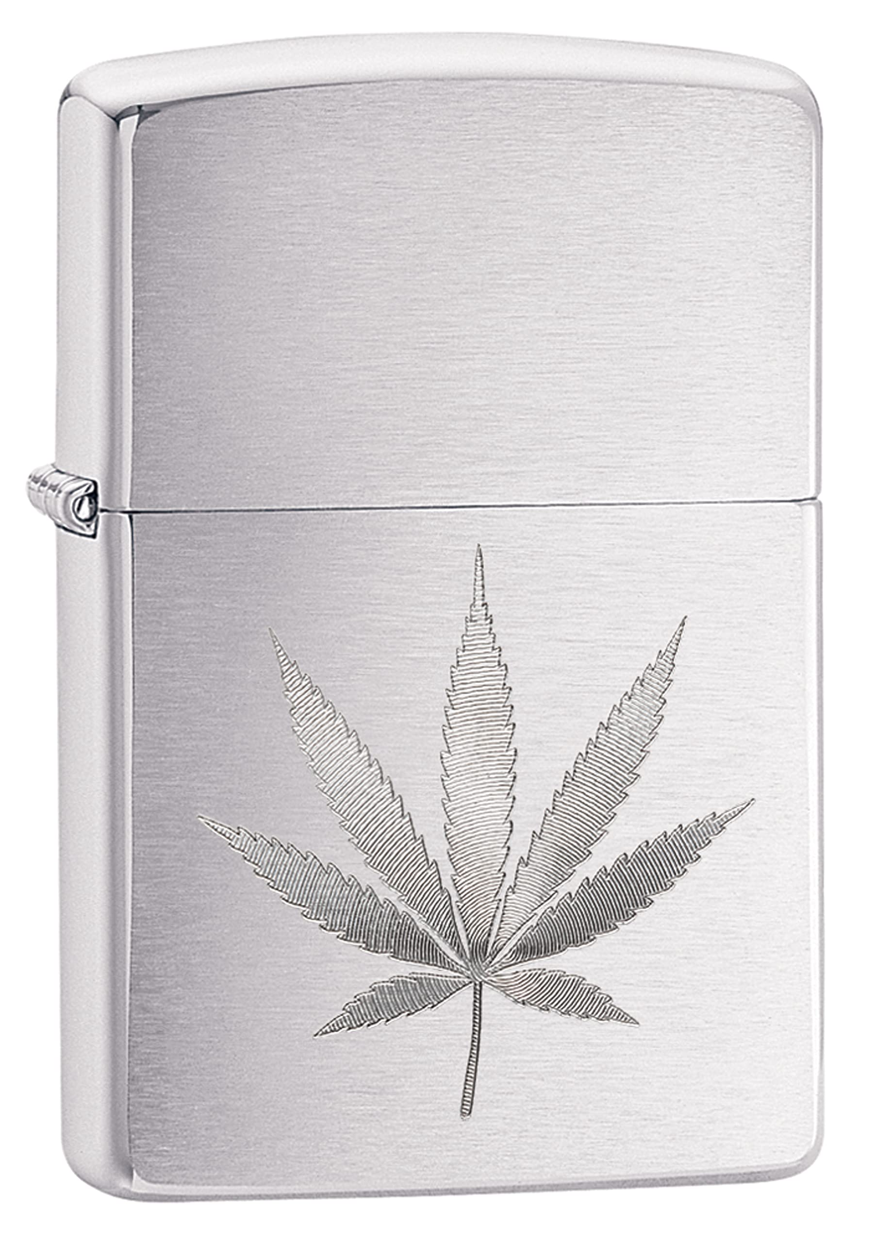 Zippo Windproof Lighter - Rasta Leaf - Brushed Chrome, Colour Image - Refillable, Lifetime Use - Adjustable Flame - Gift Box - Metal Construction - Made in USA