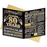 Bablira Jumbo 80th Birthday Card for Her Him, Back in 1946 Birthday Newspaper, 80 Year Old Birthday Gifts for Grandma Grandpa, Vintage 80th Birthday Party Poster from Grandson Granddaughter