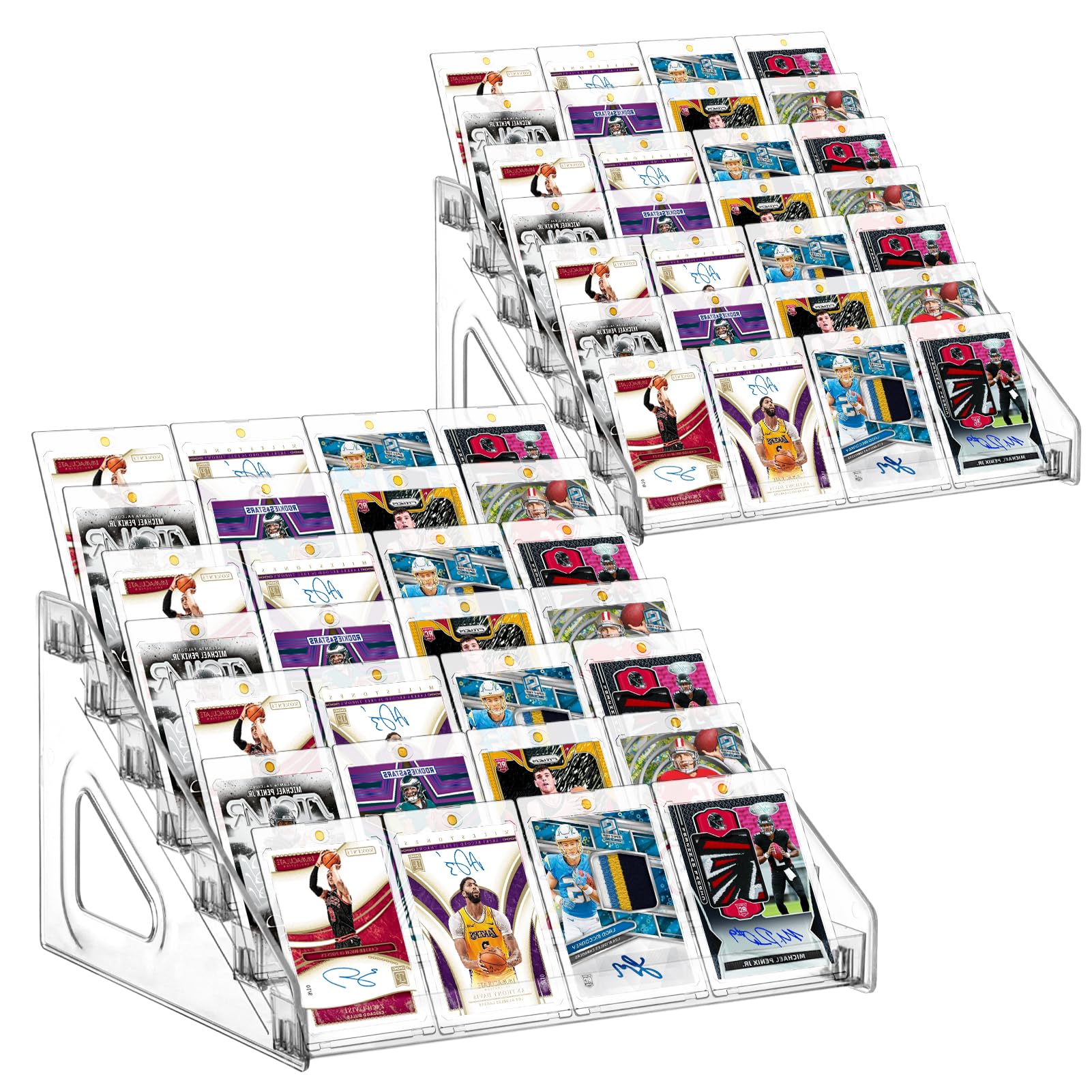 Photo 1 of Hlimior 2 Pack 7 Tier Acrylic Card Display Stand, 7-tiers Versatile Display for Trading Cards,Greeting Card Display Stand,Portable Display Rack Holder for Graded Cards, PSA Cards,Sports Cards, Business Cards