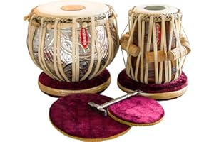 MAHARAJA MUSICALS MAHARAJA Concert Tabla Drum Set, 4 Kg Copper Bayan, Designer, Finest Dayan with Padded Bag, Hammer, Cushions & Cover - Indian Musical Instruments