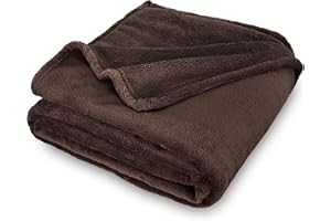 SOCHOW Flannel Fleece Throw Blanket, 340 GSM All Season Super Soft Cozy Blanket for Bed, Sofa or Couch, Brown, 50x70 inches