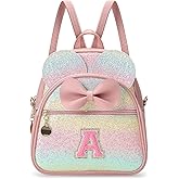 VLJTM Birthday Gift for 2 3 4 5 6 7 8 9 10 Year old Girls Personalized Initial Mini Backpack Purse for Toddler Kids-Shine-A