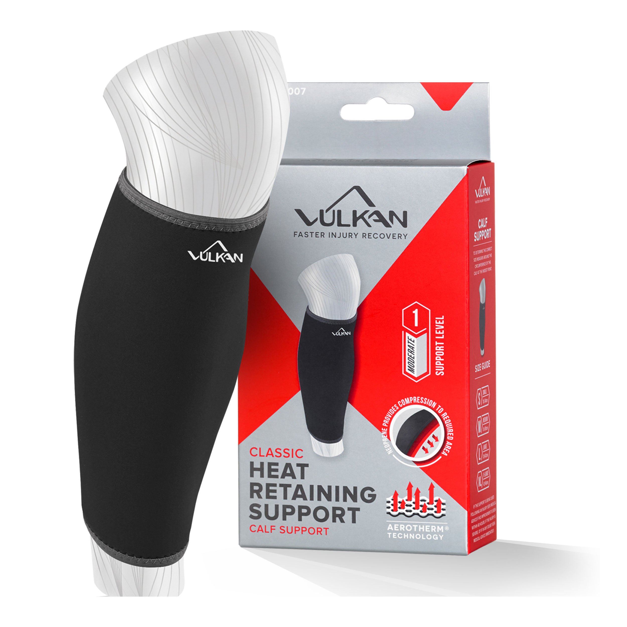 Vulkan Classic Calf/Shin Support , X-Large , 42 to 46 cm , Breathable Lower Leg Brace for Stability and Support when Running or Walking , Athletic Compression Sleeve for Exercising and Working Out