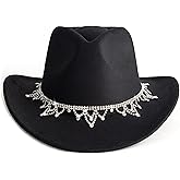 MTKCM Cowboy Hats for Women Wide Brim Rhinestone Cowgirl Hat