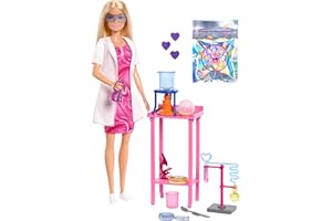 Barbie Scientist Doll and Accessories with Blonde Fashion Doll, Lab Table, Microscope, & Color-Change Beaker & Petri Dish Acc